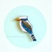 Bird brooch, Illustrated kookaburra bird, animal bird jewelry