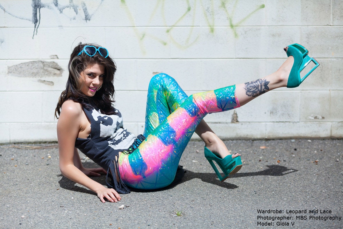 Magical Unicorn Leggings in Pink Green, Yellow, and Blue