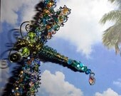 Bubble LW bead- Large Suncatcher Lime green Eyes Dragonfly - number 10459