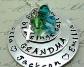 My Blessings Call Me Mom - Grandma Necklace - Hand Stamped Personalized - Sterling Silver - Children Grandchildren