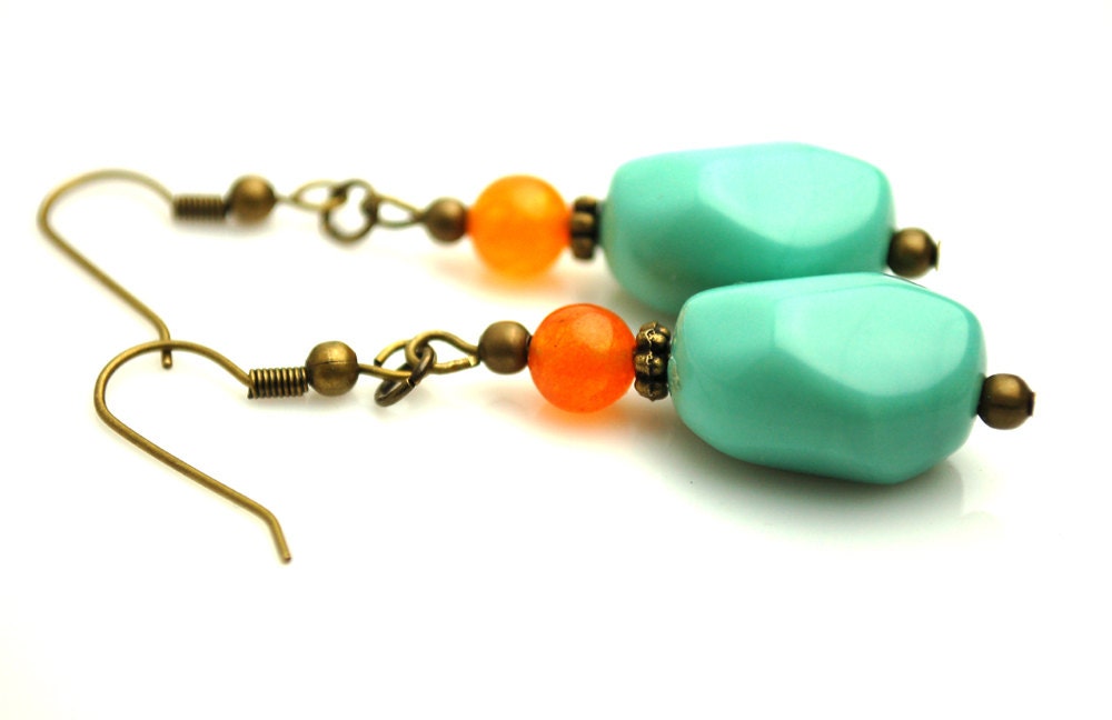 Turquoise and Orange Earrings Buy 3 Get 1 Free