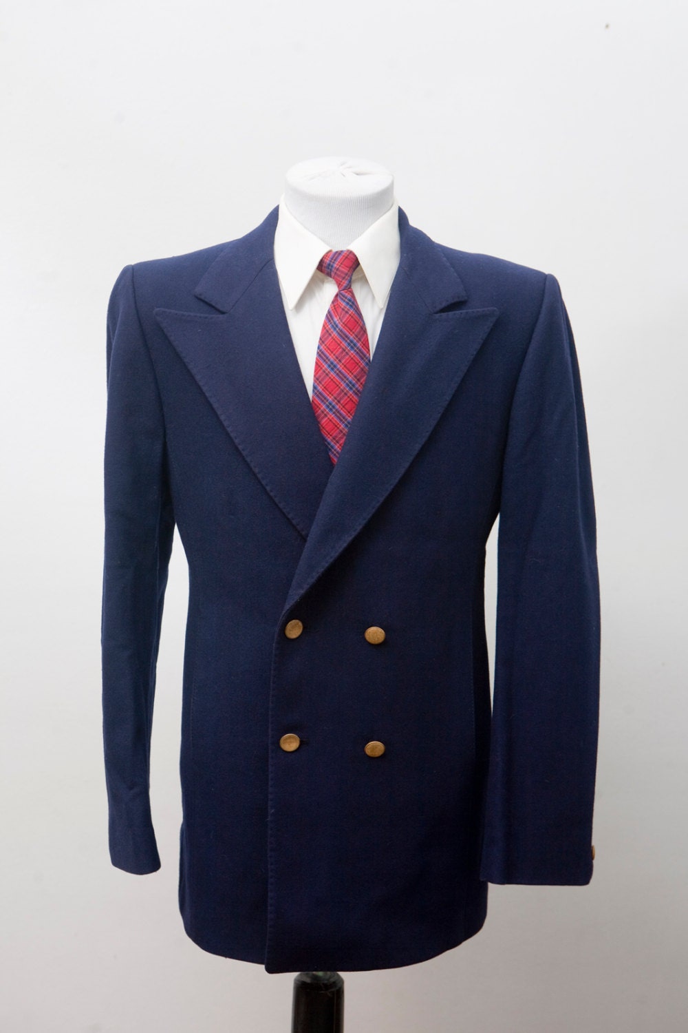 Men's Small Vintage Navy Blue Wool Jacket