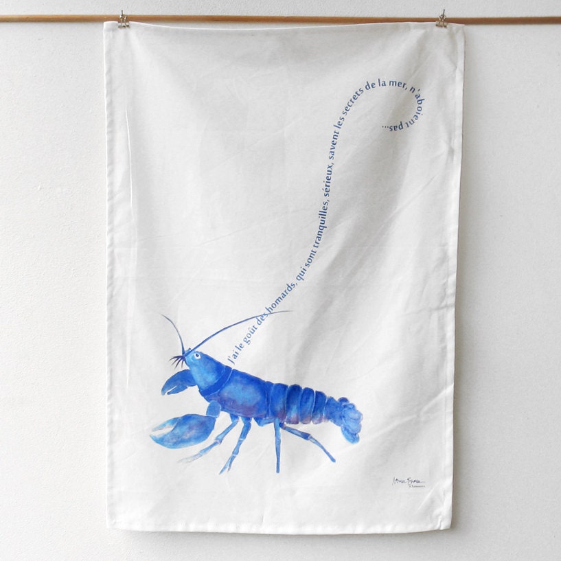 Blue Lobster Tea Towel