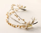 Vintage wax flower bridal headpiece, 1920s or 1930s wedding hair accessory, vintage bridal crown