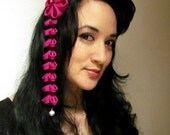 Kanzashi Fabric Flower Clip - Magenta Sparkle