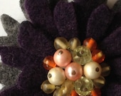 One Of A Kind - Repurposed Felted Wool Brooch -  Purple Brooch