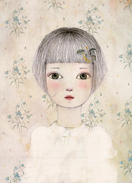 Marie Portrait, Illustration- Digital- wall art- 4x6 inches
