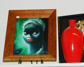 1970's Oil Painting, Beautiful Black African Women Painting, Black Americana, Red Lips
