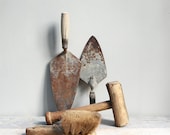 Vintage Masonry Tools / Bricklaying, Industrial Home Decor, Supplies, Photo Prop