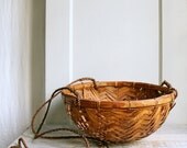 Large Vintage Hanging Planter Basket / Chevron