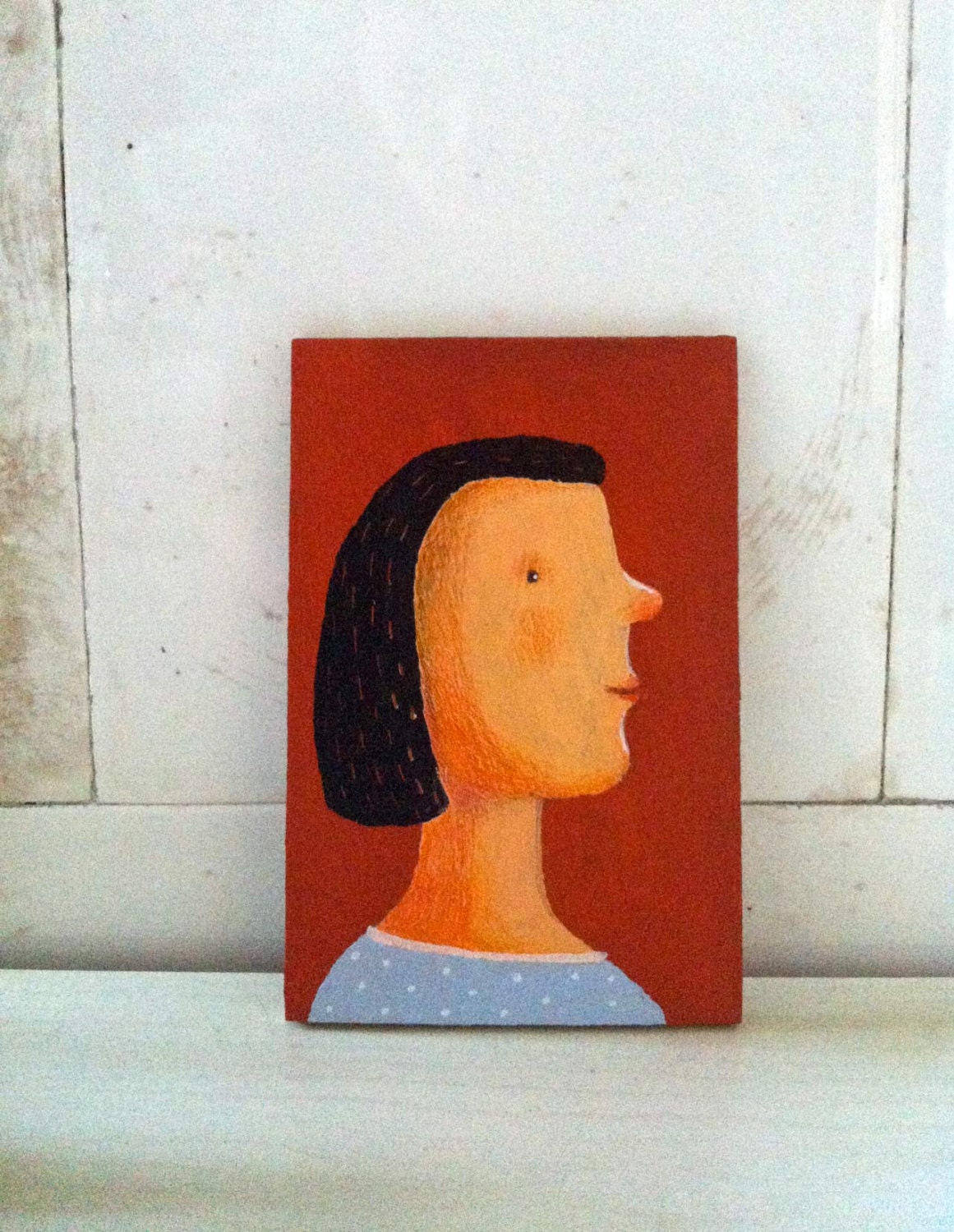 Woman  tiny original painting