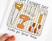 Funny Fathers Day Card. Thanks For Fixing Things. Handmade Greeting Card.