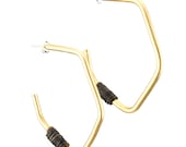 Angular hoop earrings  - minimalist - gold, colorful leather