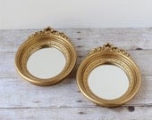 Small Gold Oval Mirrors / Metalic Circular Wall Hangings From Home Interiors