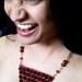 Red Spike Felt Statement Necklace - OOAK