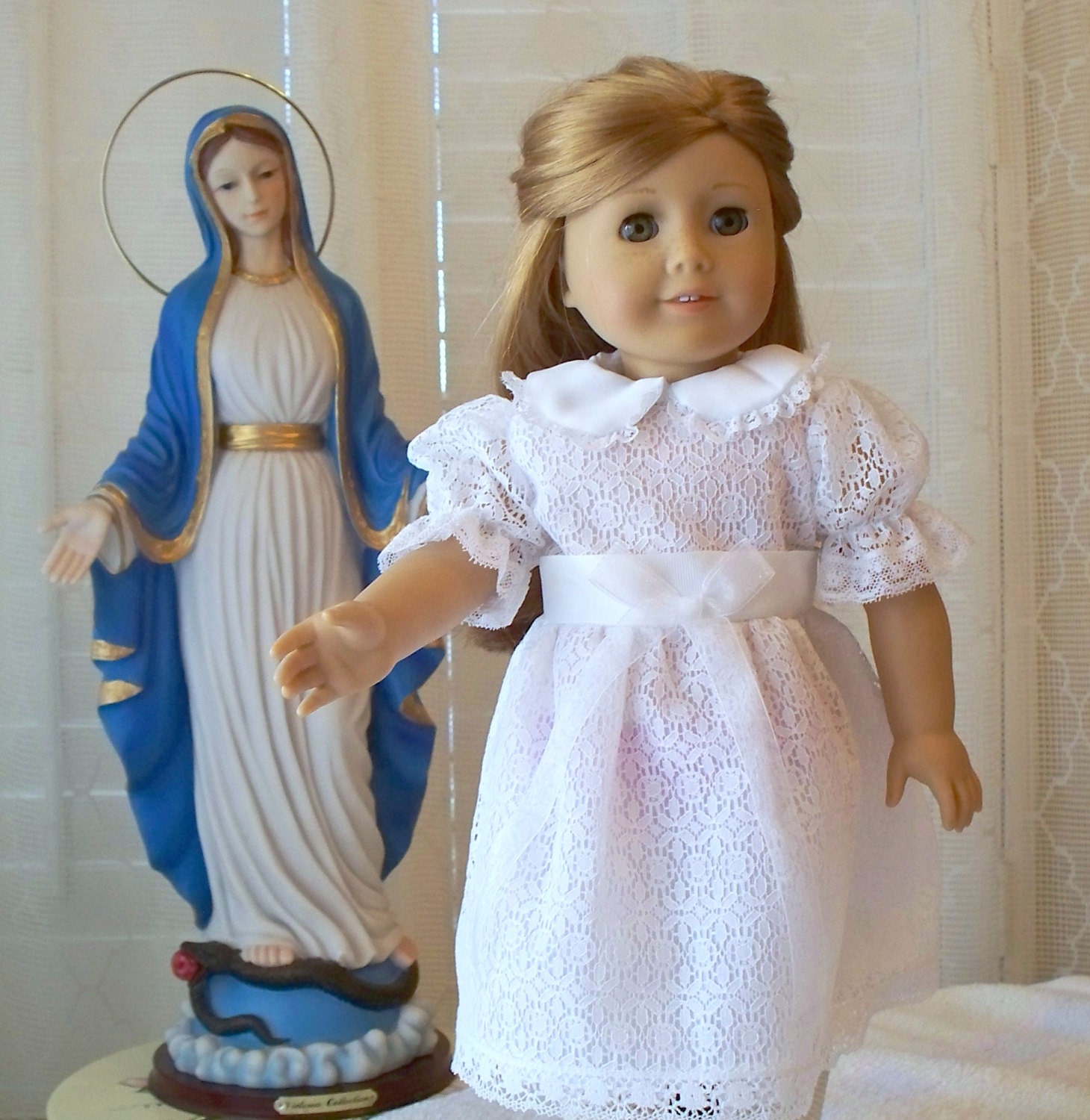First Communion Dress - Fits American Girl Doll or 18 inch Doll - Doll Dress