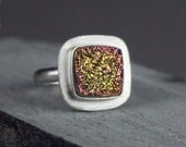 Sparkling Druzy Statement Ring, Pink Gold, Cocktail Ring