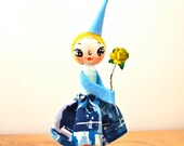 Hand painted wooden peg doll cake topper table decoration