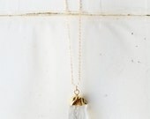 M O N U M E N T - gold dipped natural raw crystal quartz point necklace