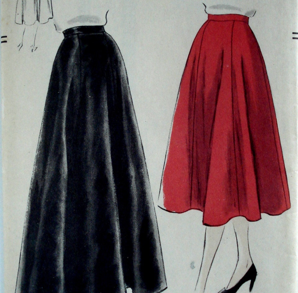 Vintage 1950s Gored Skirt Pattern Vogue 7172 Waist 34 Factory Folded