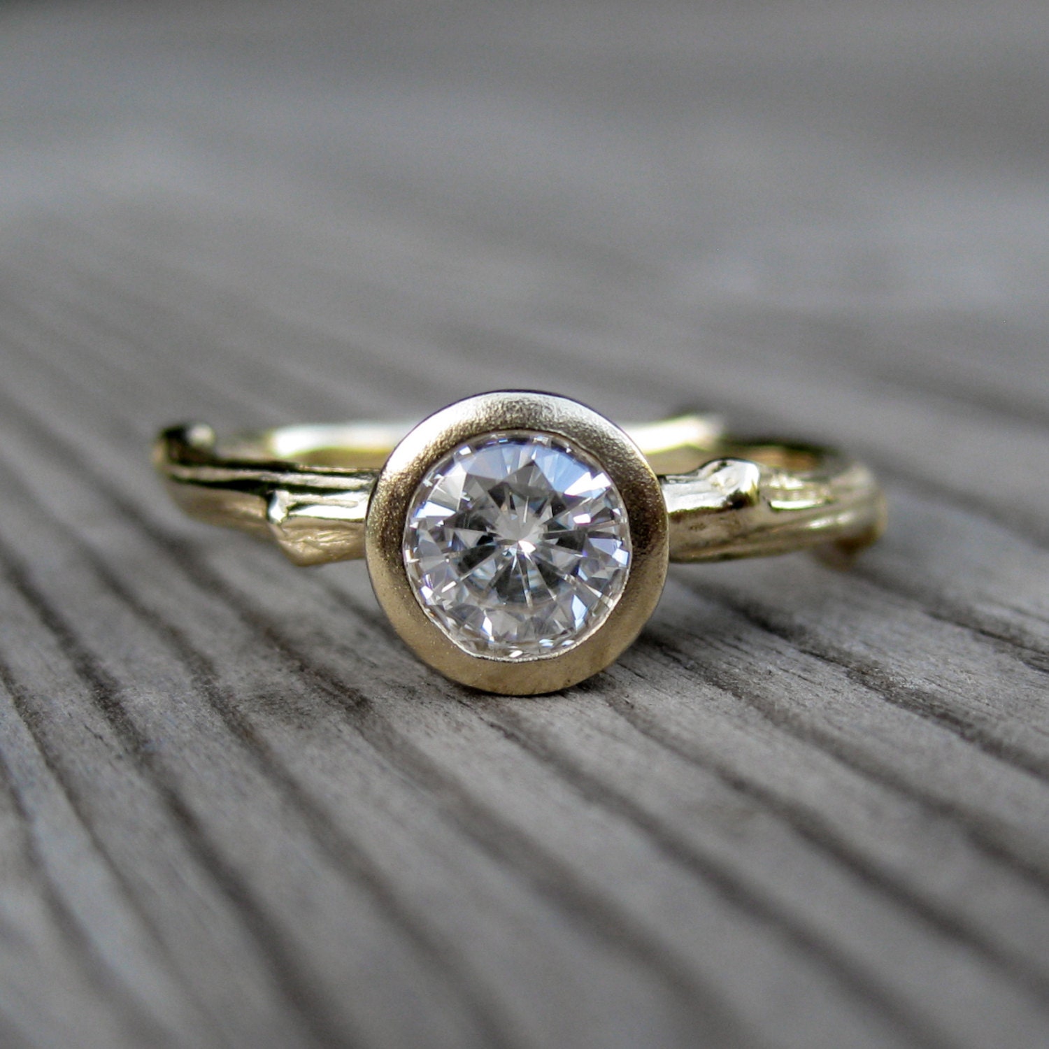 Diamond Twig Engagement Ring in Recycled Gold, .50ct VS1/G, Conflict-free