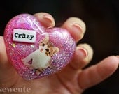 Jewellery Cat Glitter Resin Heart Necklace - Gorgeous Ombre Pink to Purple Glitter - One of a Kind Handmade isewcute