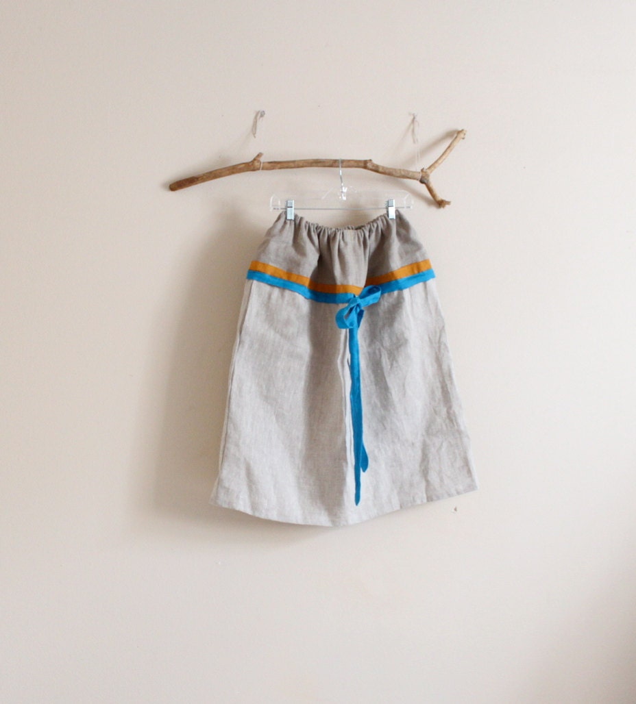 one of the kind obi ribbon linen skirt ready to ship
