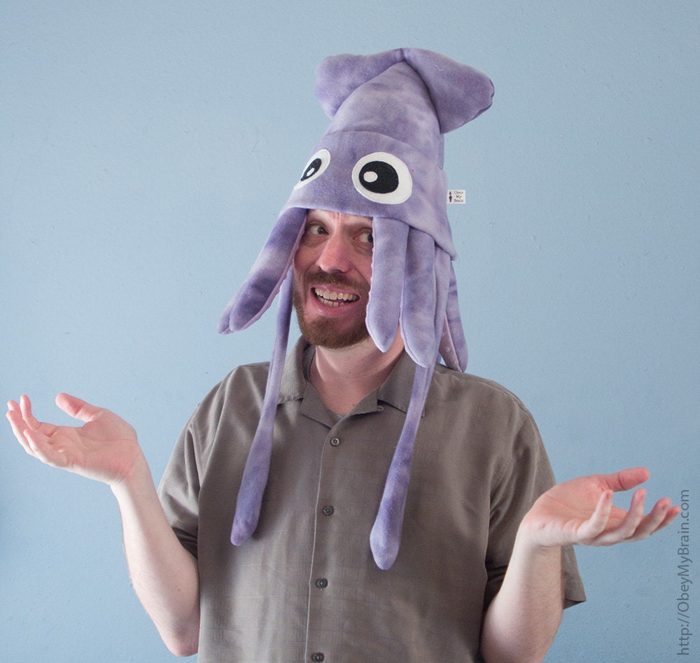 Medium Fleece Squid Hat - Purple Tie-Dye