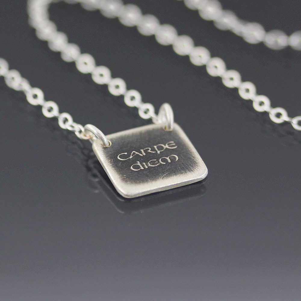 Tiny Silver Carpe Diem Necklace