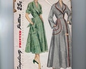 1950s Vintage Sewing Pattern Simplicity 3368 Misses Brunch Coat Housedress Dress Size 12 Bust 30 1950 50s
