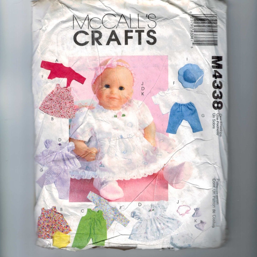 Doll Sewing Pattern McCalls M4338 Baby Doll Clothes Wardrobe Size 11 12 13 14 15 16 Inch UNCUT