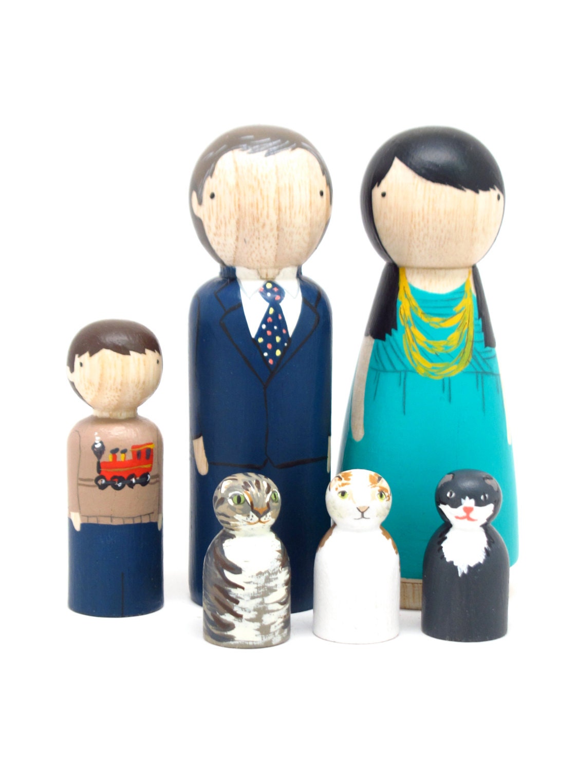 ONE Custom-Painted Cat - Little Wooden Doll by Goose Grease