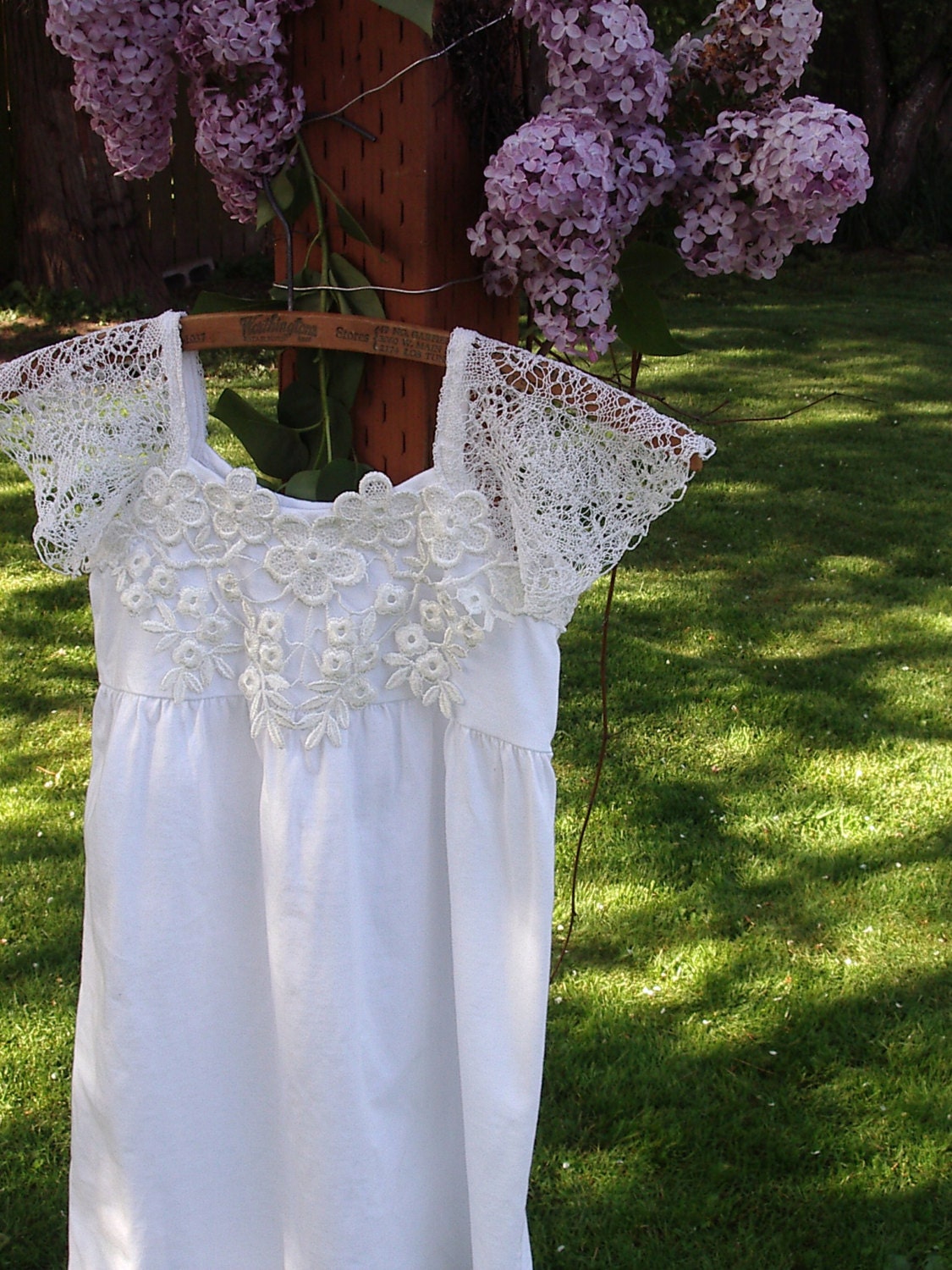 RESERVED for Heather & Friends ivory white vintage inspired lace flower girl dress shabby chic rustic wedding 2T 4T 6T