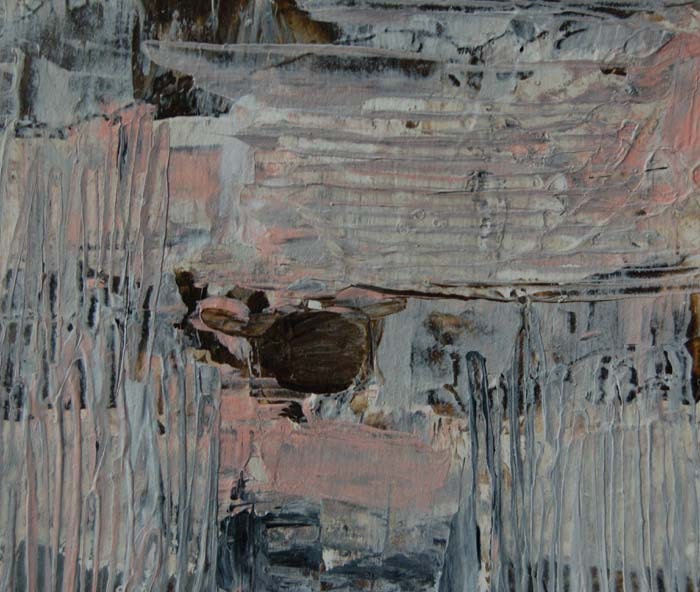 Acrylic Abstract Painting Bullseye Original Art, Watercolor Paper, Black, White, Pink, Brown, Muted Colors