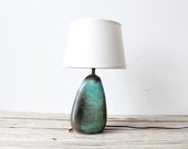 Unique Turquoise Stone Pottery Lamp