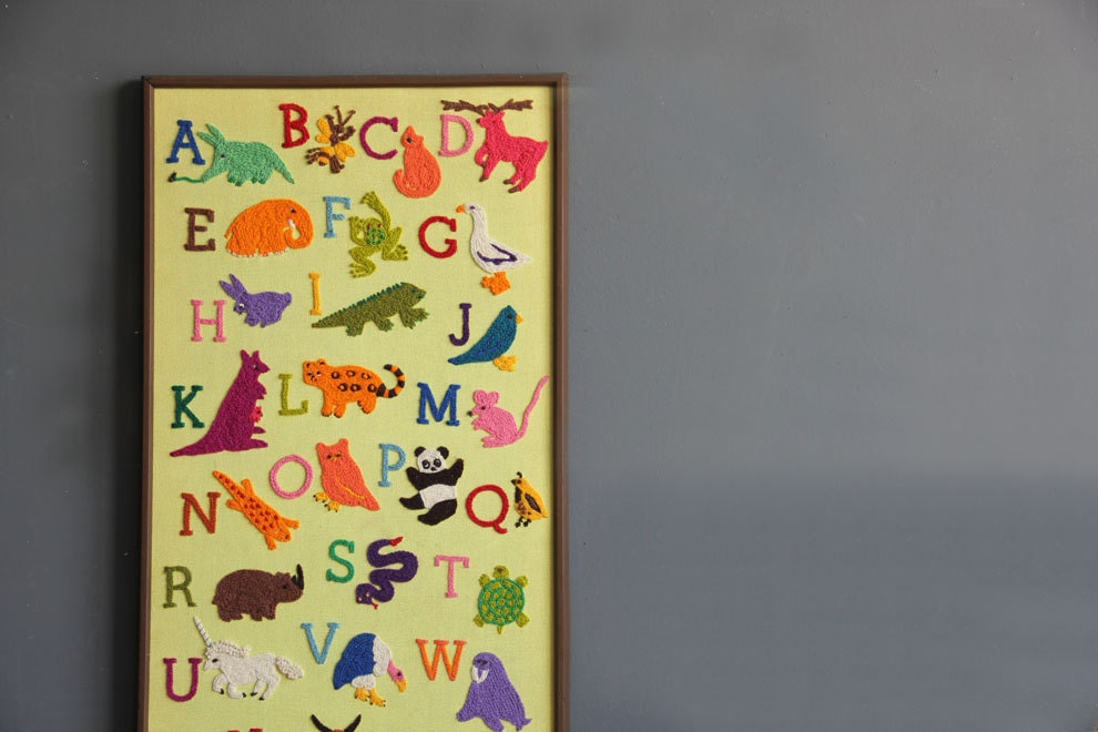 Large Alphabet Cross Stitch.  Nursery Room Decor.