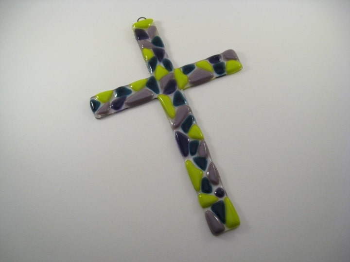 Cross Fused Glass Wall Décor Window Suncatcher