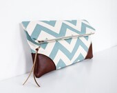 The Sydney Clutch in Robin's Egg Chevron
