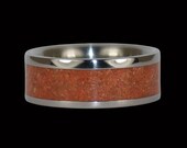 Hawaii Titanium Ring with Red and Orange Jasper Stone