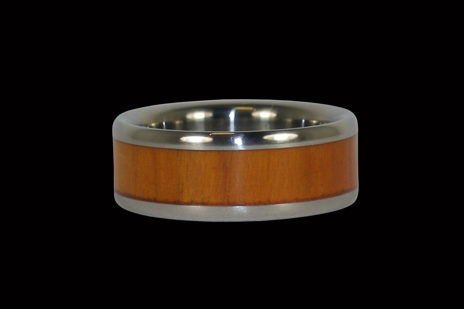 Hawaii Titanium Ring with Chalkte Cok Exotic Wood inlay