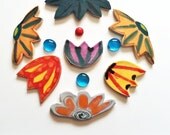 Flower Mosaic tile: collection 7 vibrant color HM garden designer stoneware