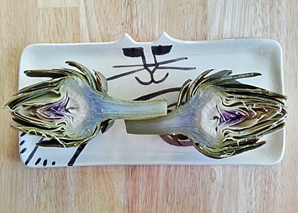 decorative platter: Cat Pottery HM white black plate whimsical art ceramic