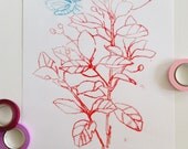 Botanical transfer monotype, original print