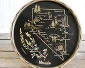 Serving Tray Vintage Nevada Souvenir Metal Serving Tray
