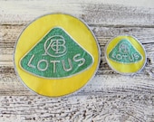 Vintage 1960's English LOTUS  2 Pc. Car Logo Crest Embroidered Car Emblem / Patch  Large and Small
