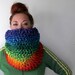 Rainbow Cowl Scarf. Bright Colorful Extra Chunky.