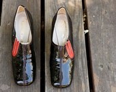 1960's QualiCraft BLACK and RED patent pumps Size 7 1/2 Made in Spain