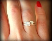 Two Block Rings - Stacking Rings - Sterling silver - Set of 2 - Stacker Rings