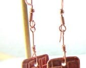 Orange Earrings Handmade Artisan Ceramics and Copper Earwires,  Earthy Gift for Her