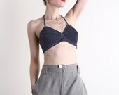 Polka Dot Halter . 60s Bikini Top . Bullet Bra Bandeau . 1960s Summer Wear